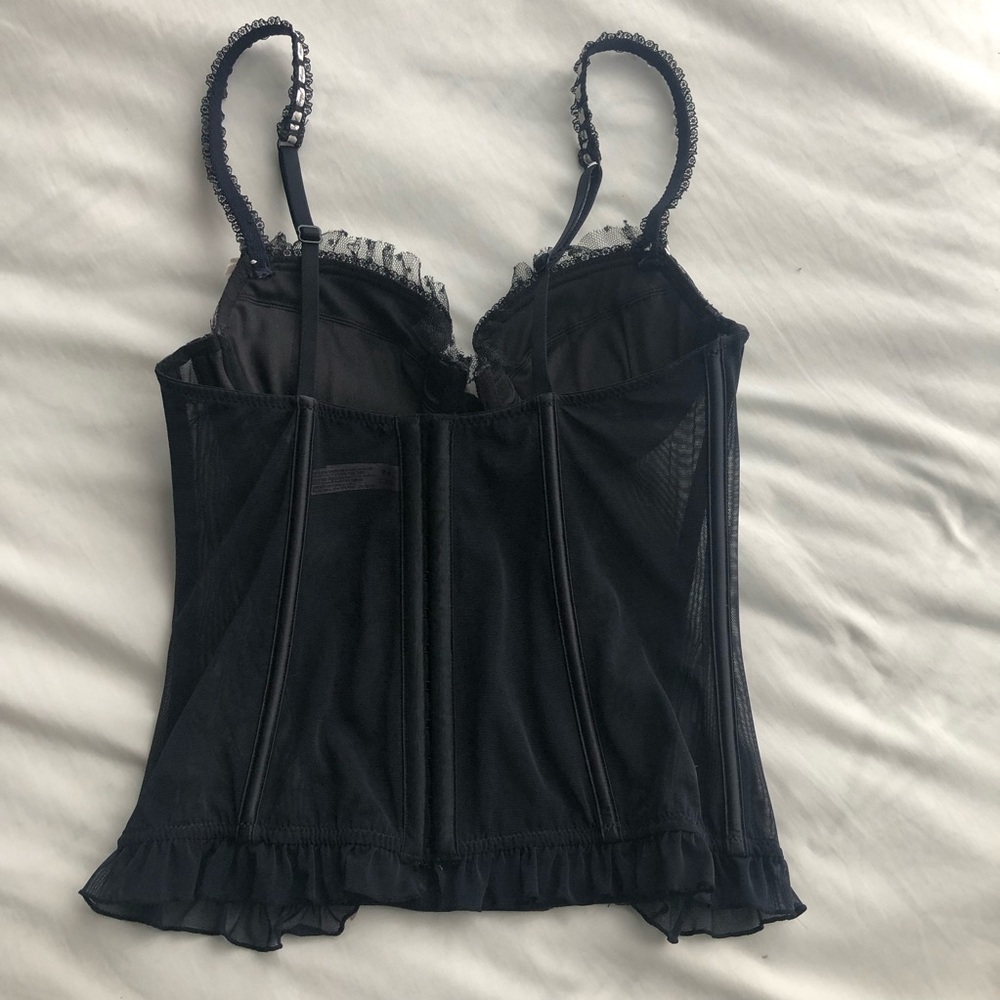La SENZA Black Sheer Corset with Polka Dot Design - Picture 4 of 9